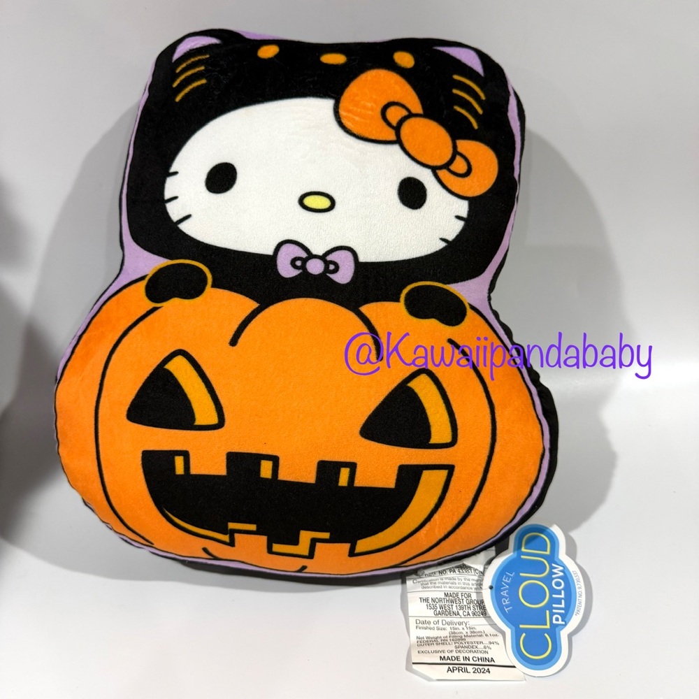 New w Tag 15” Sanrio Hello Kitty Halloween Pumpkin Travel Cloud Pillow